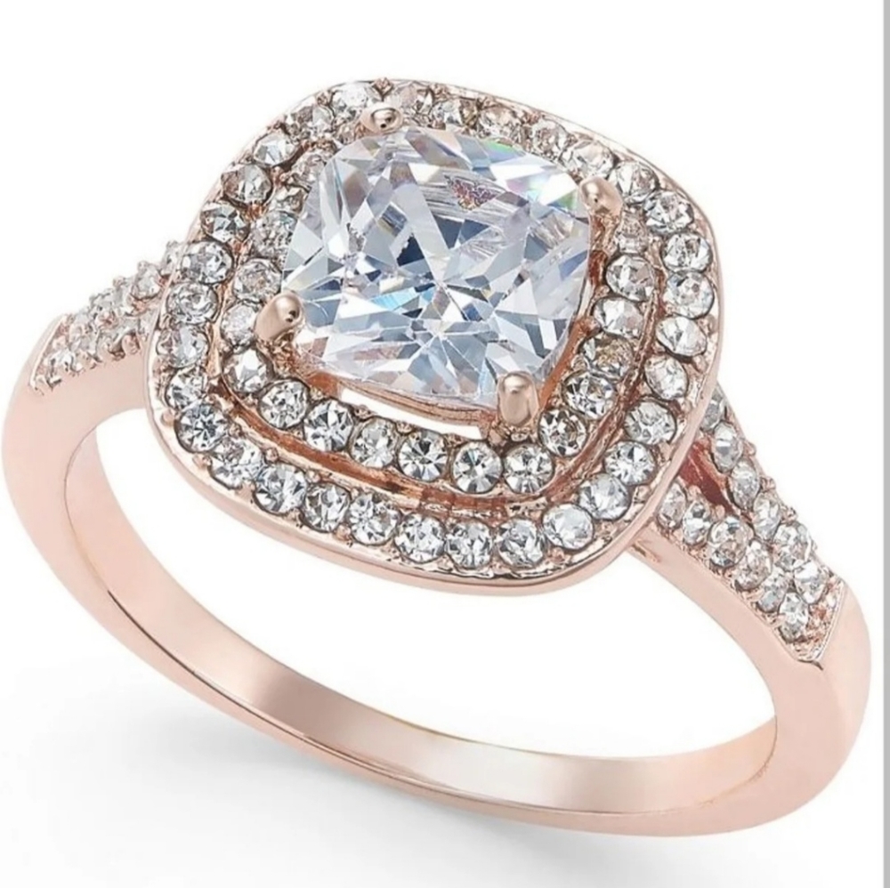 Charter Club Rose Gold Crystal RingSize: 8